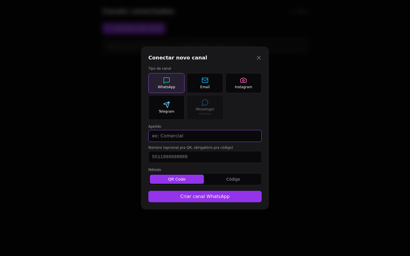 Instagram e Messenger — Conectar