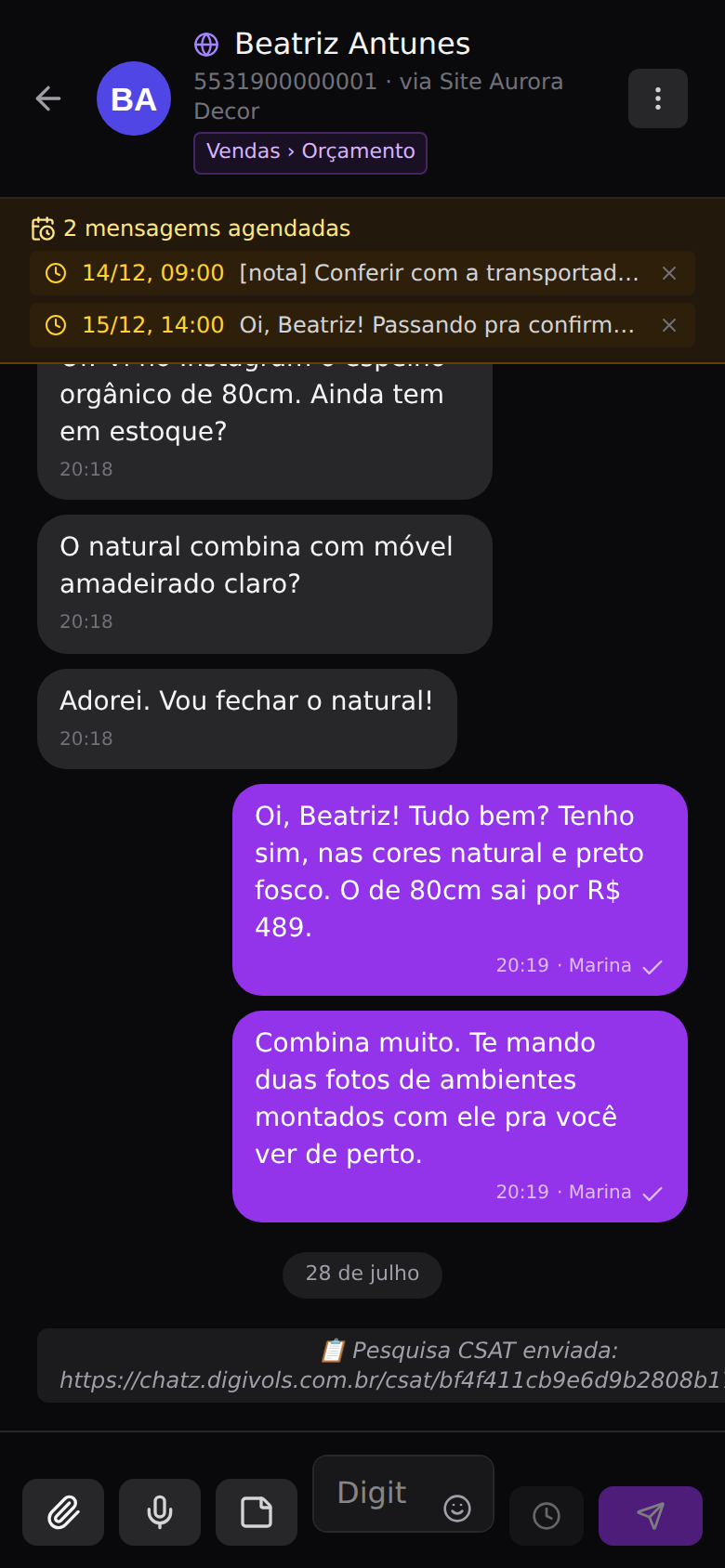Áudio e anexos — Anexar arquivo