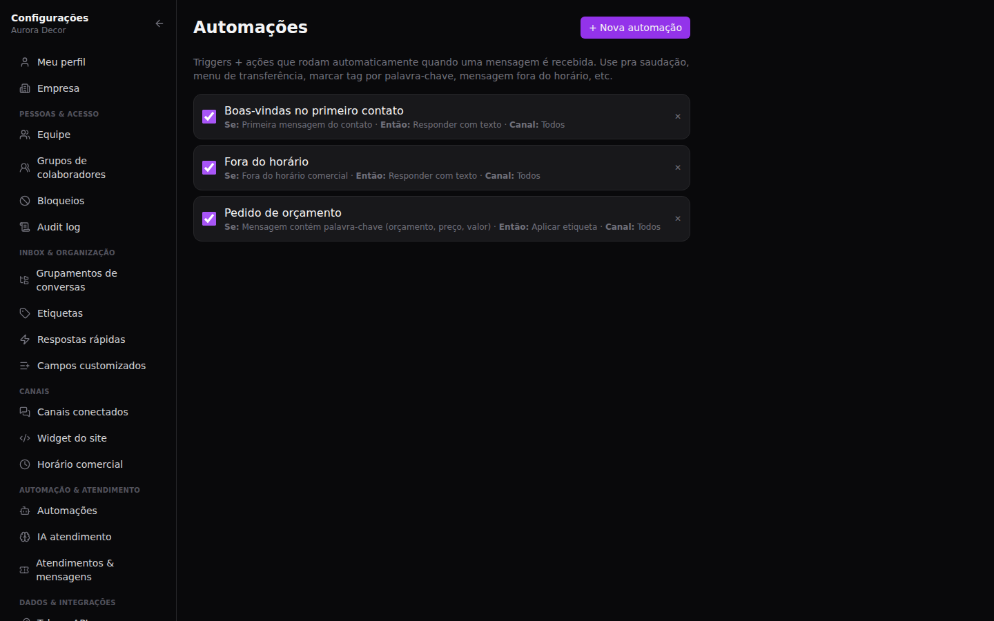 Automações — Onde ficam