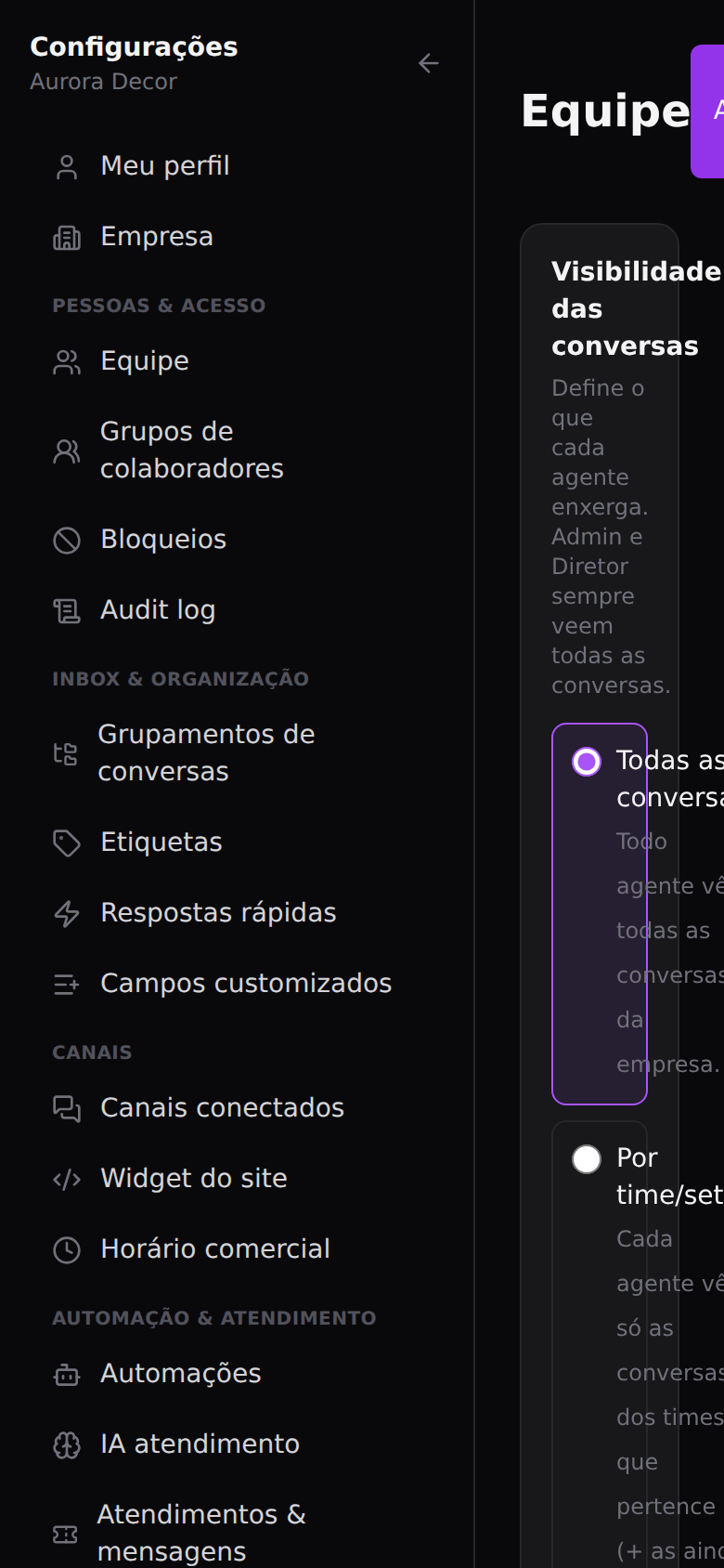 Convidar a equipe — Cadastrar as pessoas