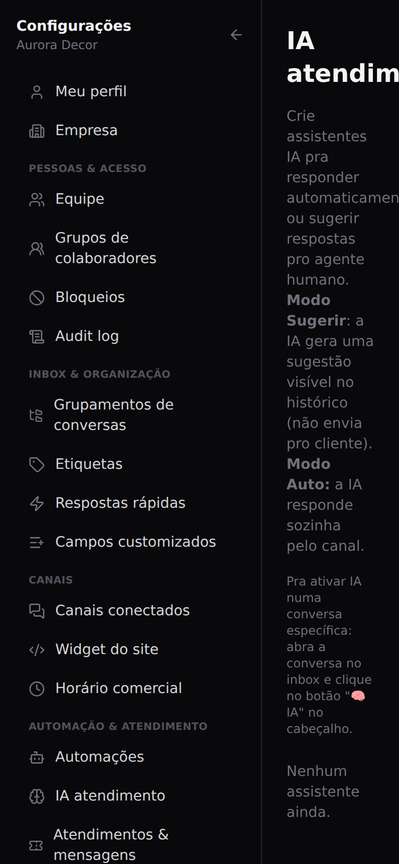 Assistente de IA — Configurar