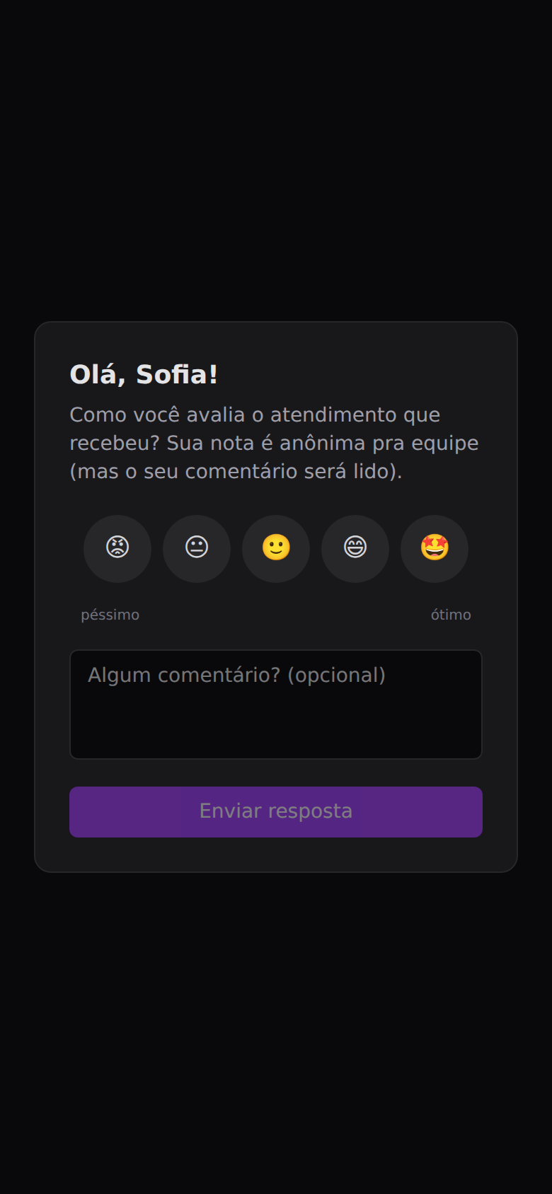 Pesquisa de satisfação — O que o cliente vê