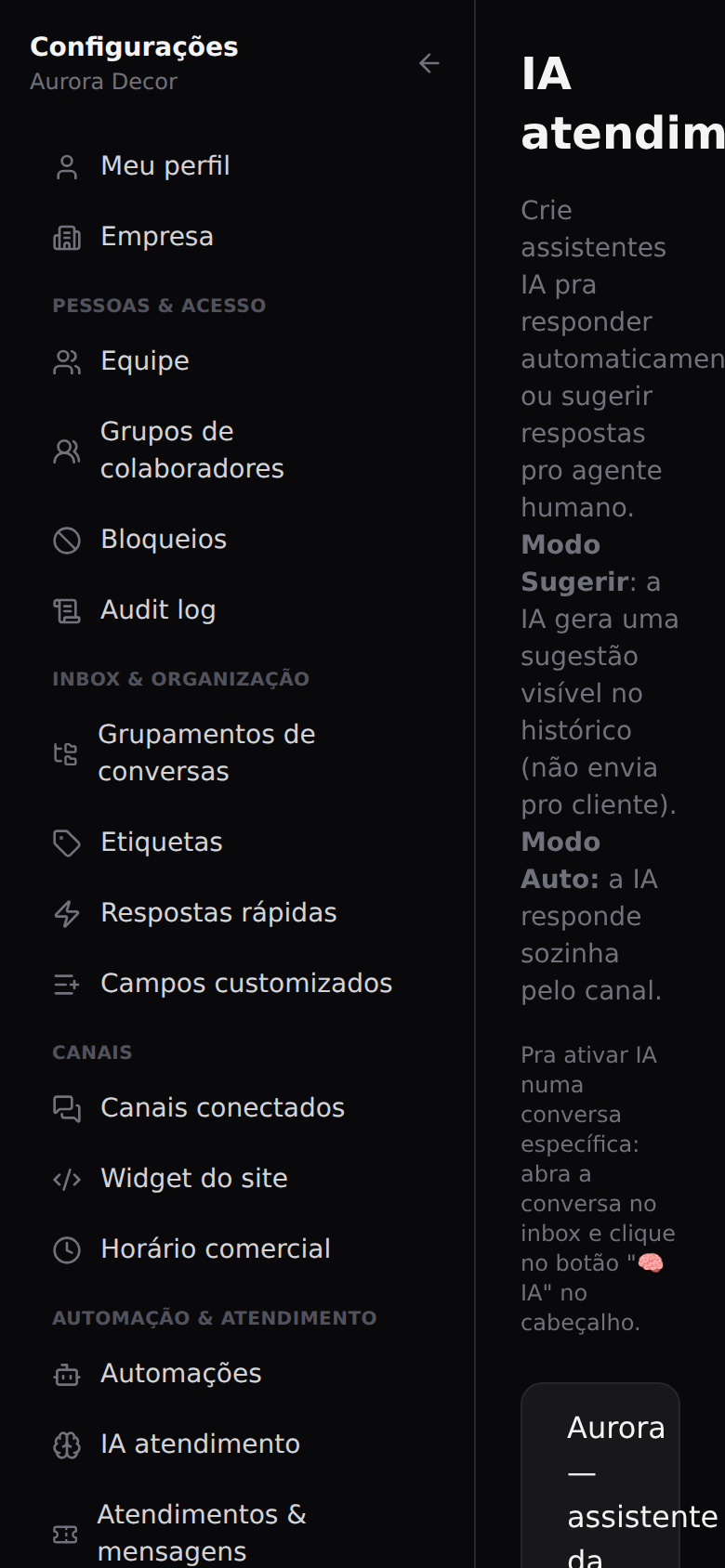 Assistente de IA — Sugerir ou responder