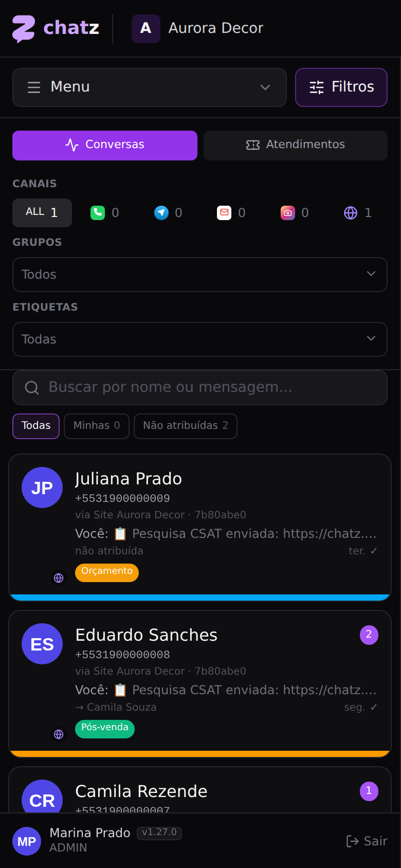 A caixa de entrada — Filtrar