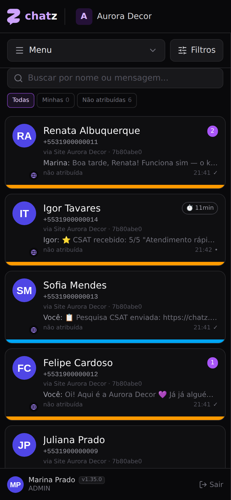A caixa de entrada — Não lidas