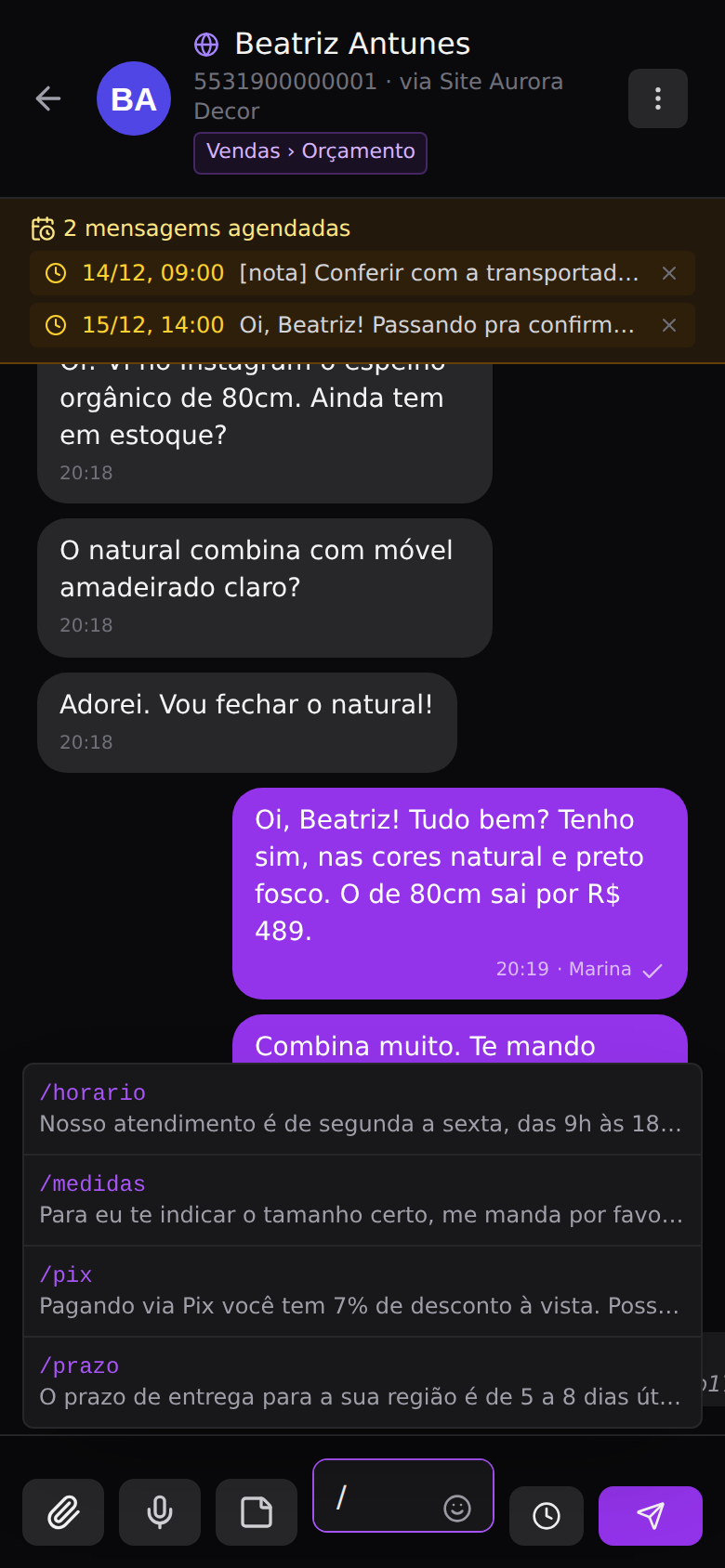 Respostas rápidas — Usar na conversa